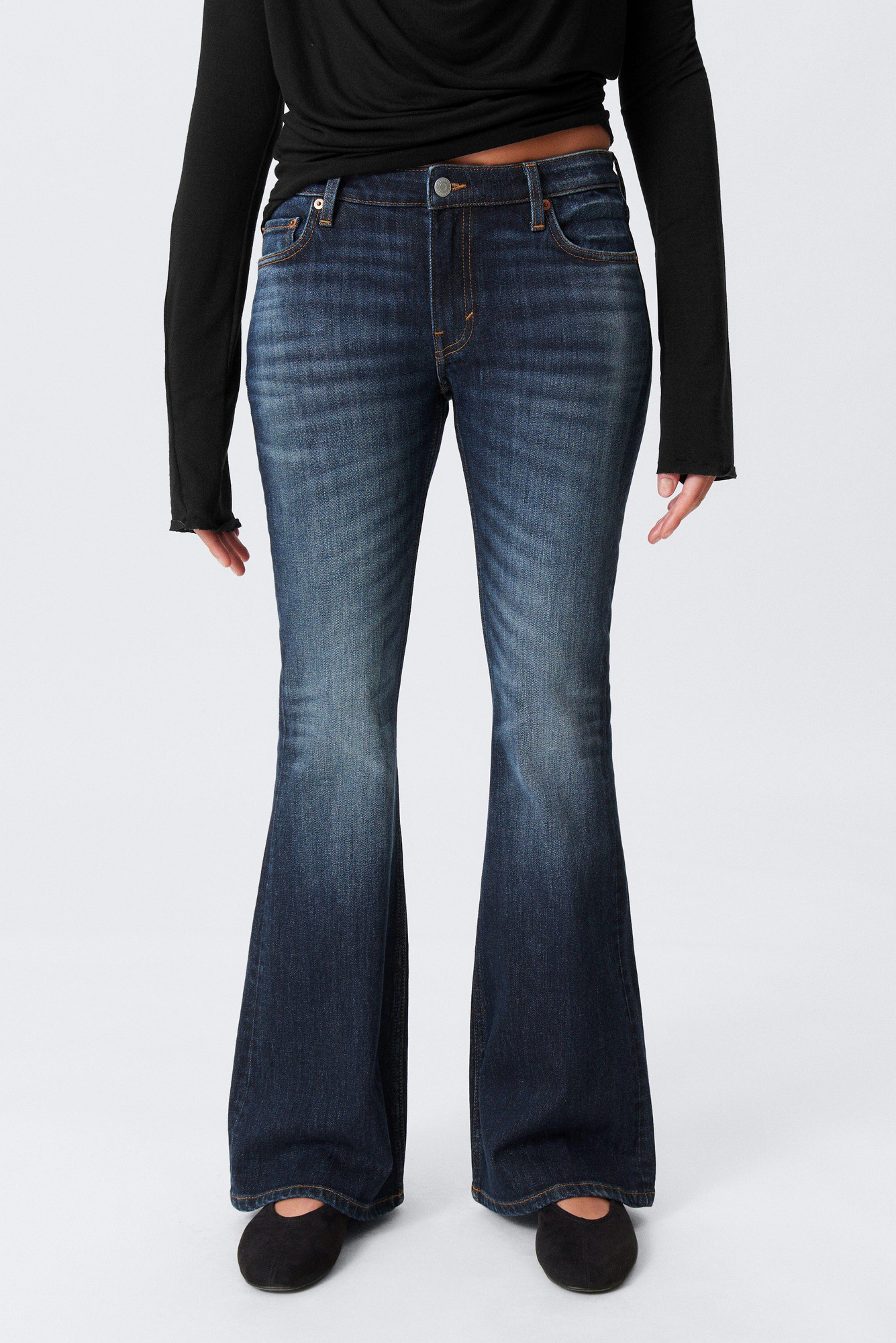 【2plan】Notice Washing Flare Denim dylan flared jeans in union wash denim - CLEAR SKY RINSE