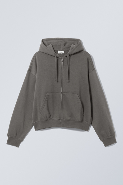 boxy midweight zip hoodie - Grey | Weekday WW