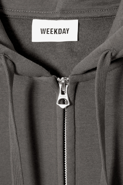 ★英国発/送関込*WEEKDAY*新作*ボクシーZIPフーディ/GREY★ boxy midweight zip hoodie - Grey | Weekday WW