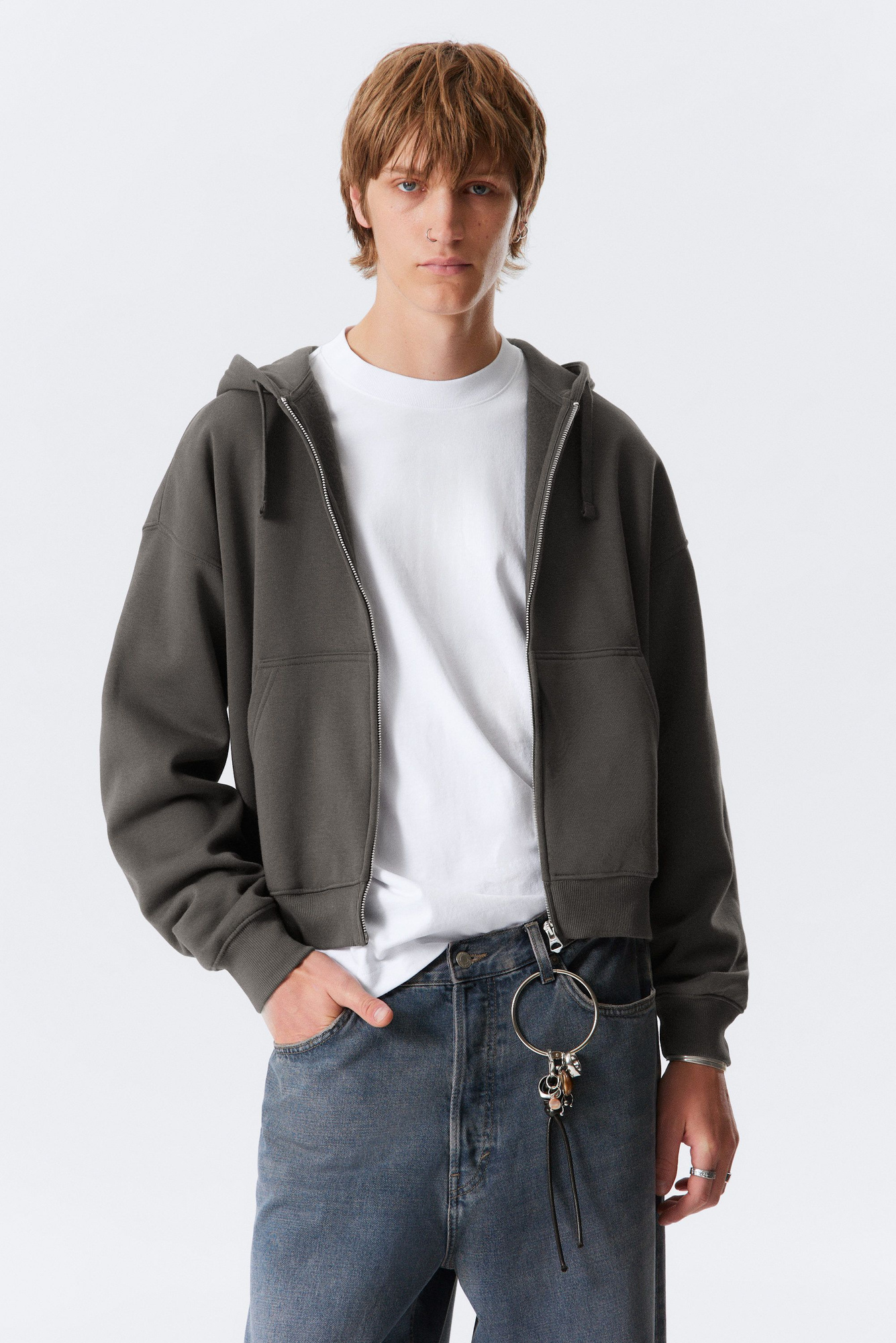 ★英国発*WEEKDAY*新作*スキューバZIPフーディ/GREY★ simon scuba zip hoodie - Grey Melange | Weekday WW