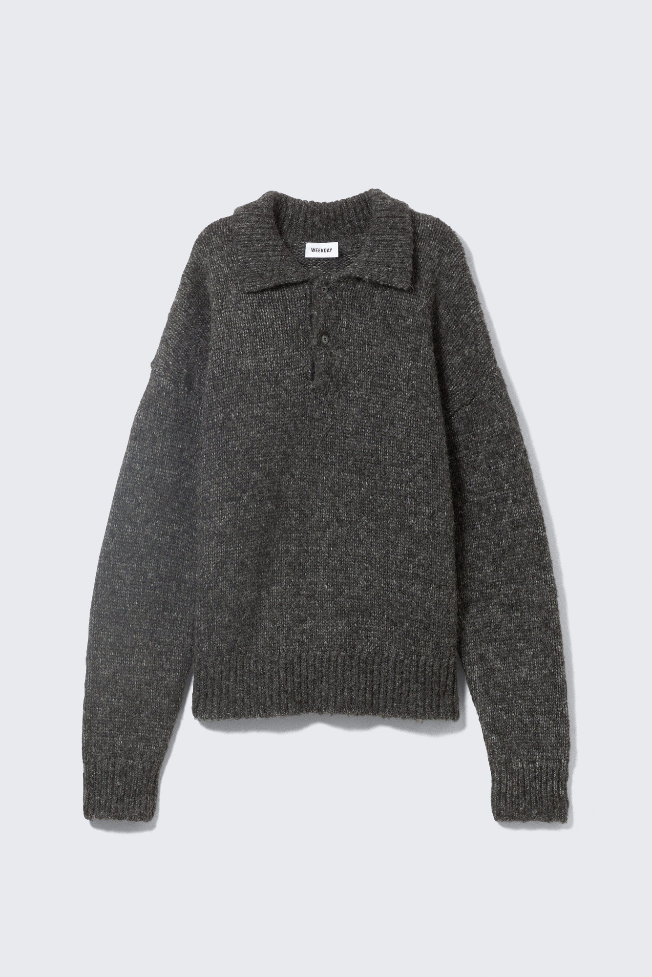 FASHIRU wool blend polo knit sweater 黒 FASHIRU wool blend polo knit sweater 黒 wool blend ribbed