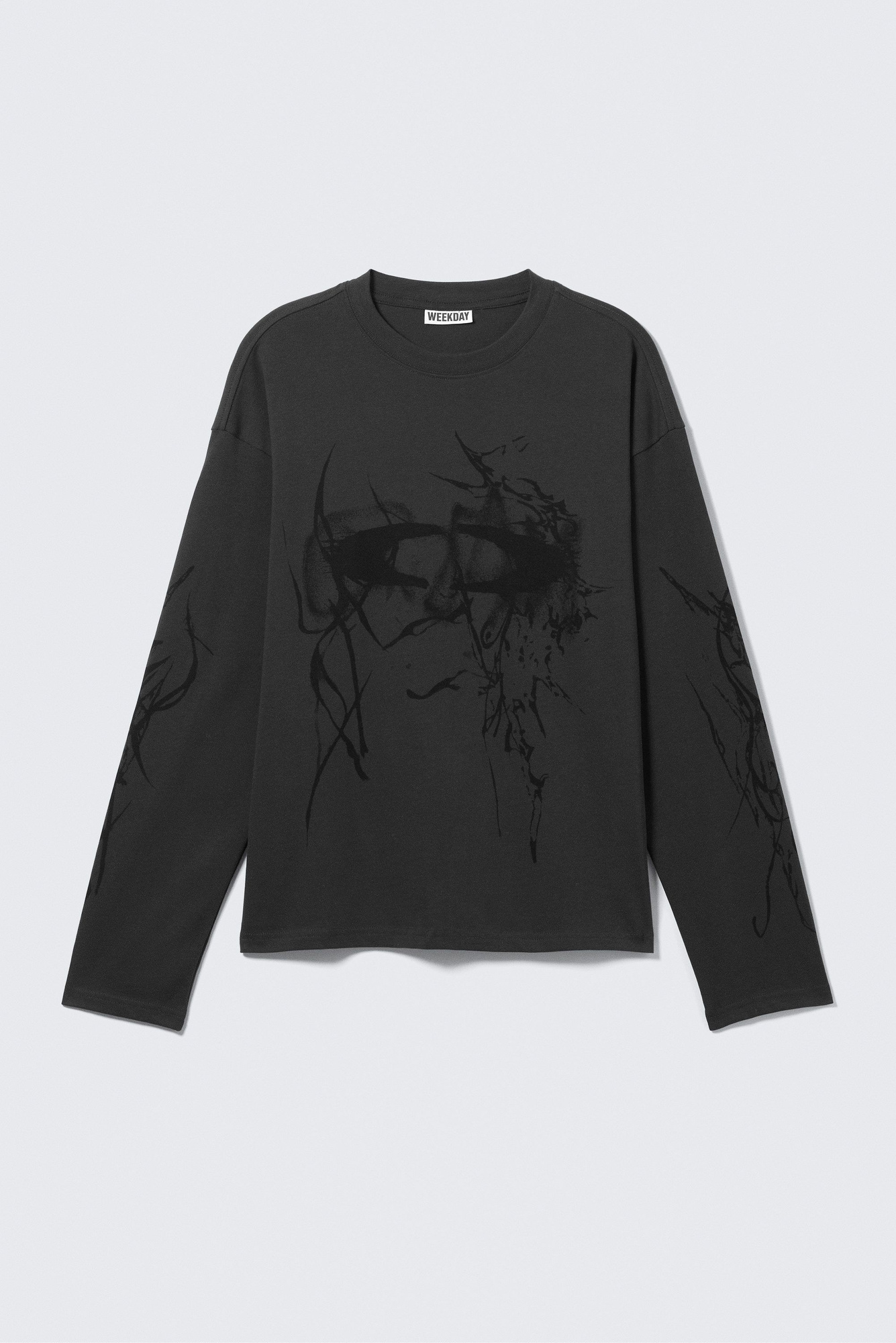 great boxy graphic long sleeve t-shirt - Dark Grey - Big Mess