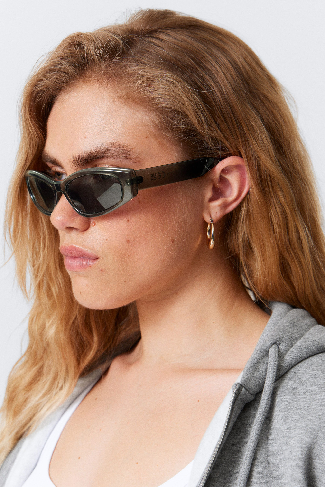 slide curved frame unisex sunglasses - Transparent Khaki