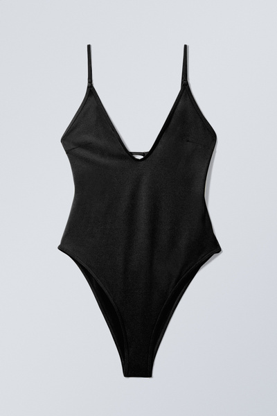 【Chaisystyle】 back open　swimsuit black SHEKINI Women One Piece Swimsuit Zipper Front Backless