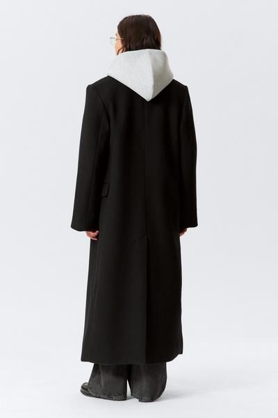 ジャケット・アウター Oversized Wool Double Long Coat - Black 4675_c9750c8253_6f138b85185928