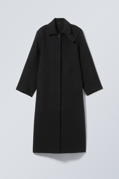コート FERRAGAMO SS25 Black wool blend coat (13G412780948 NERO) Black Double-breasted wool and cashmere-blend jacket