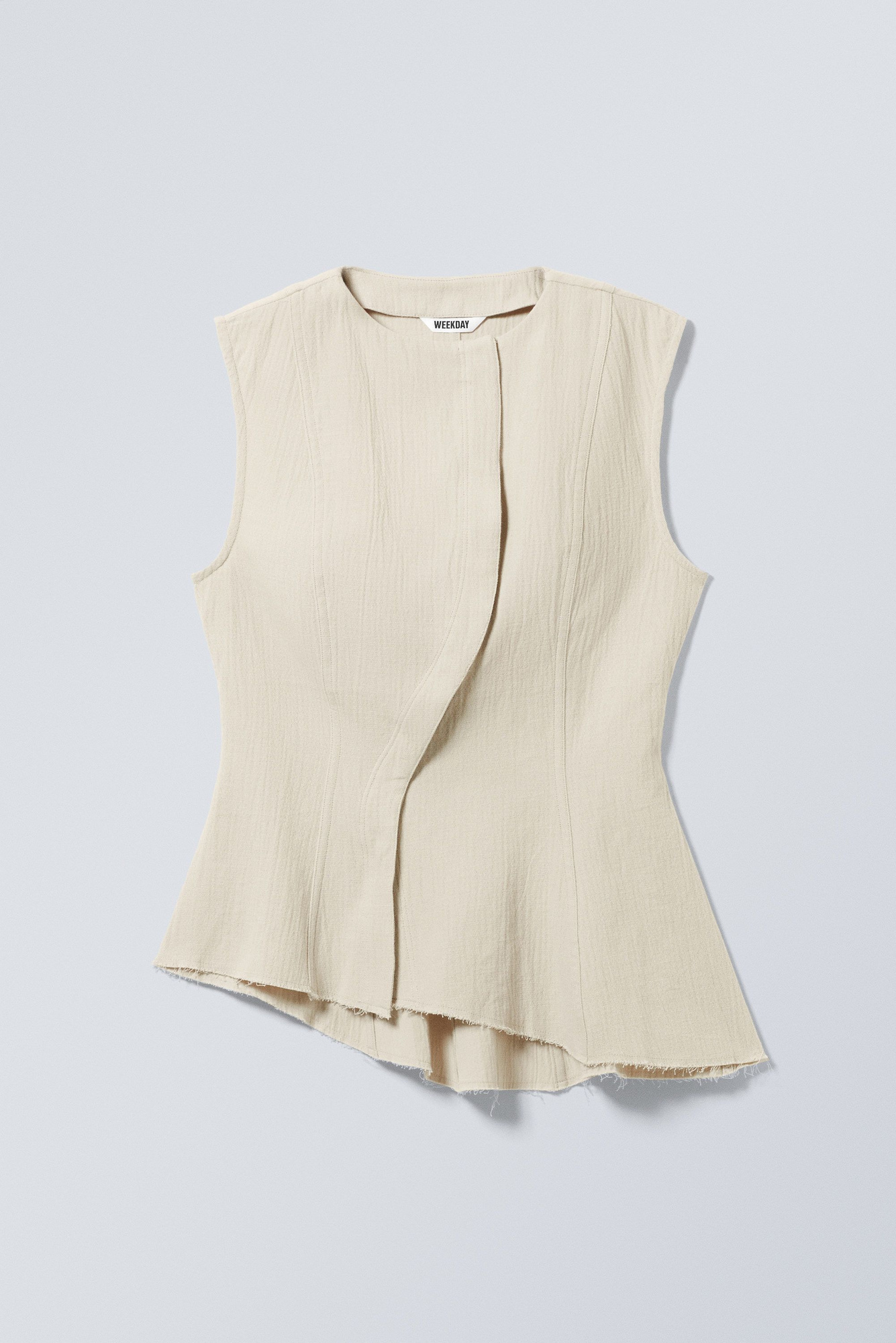 sleeveless asymmetric peplum top - Ecru | Weekday WW