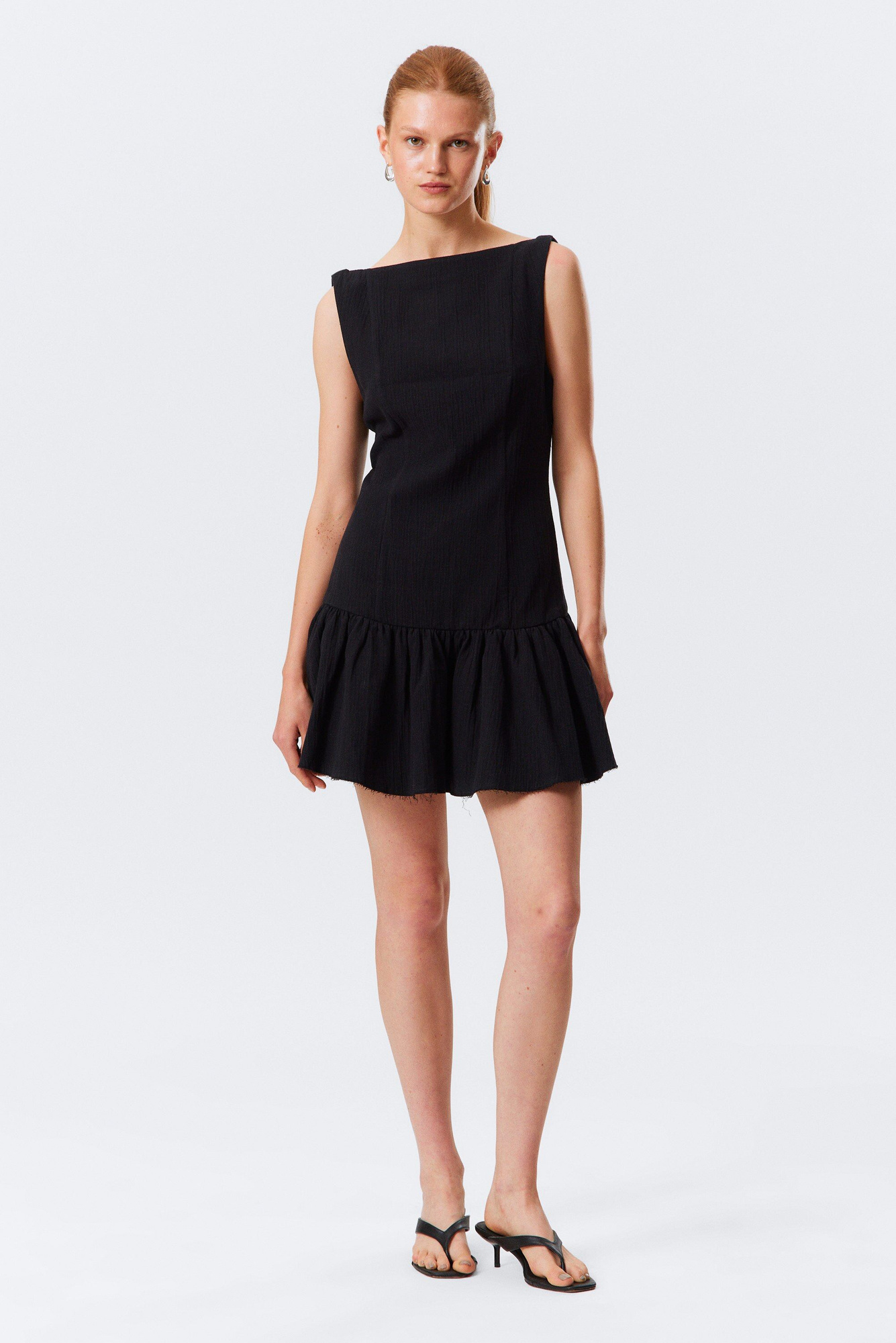 sleeveless twill mini dress - Black | Weekday WW