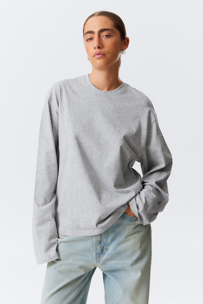トップス OVY Cotton Long Sleeve T-shirt gray The Jersey Long Sleeve Tee