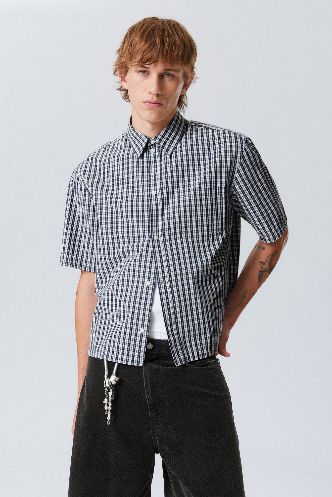 シャツ HUECLOSET Linen Over-fit Check Shirt 25KERO216 グリーン（緑）系 HUE(ヒュー) シャツ(メンズ) - 海外通販のBUYMA
