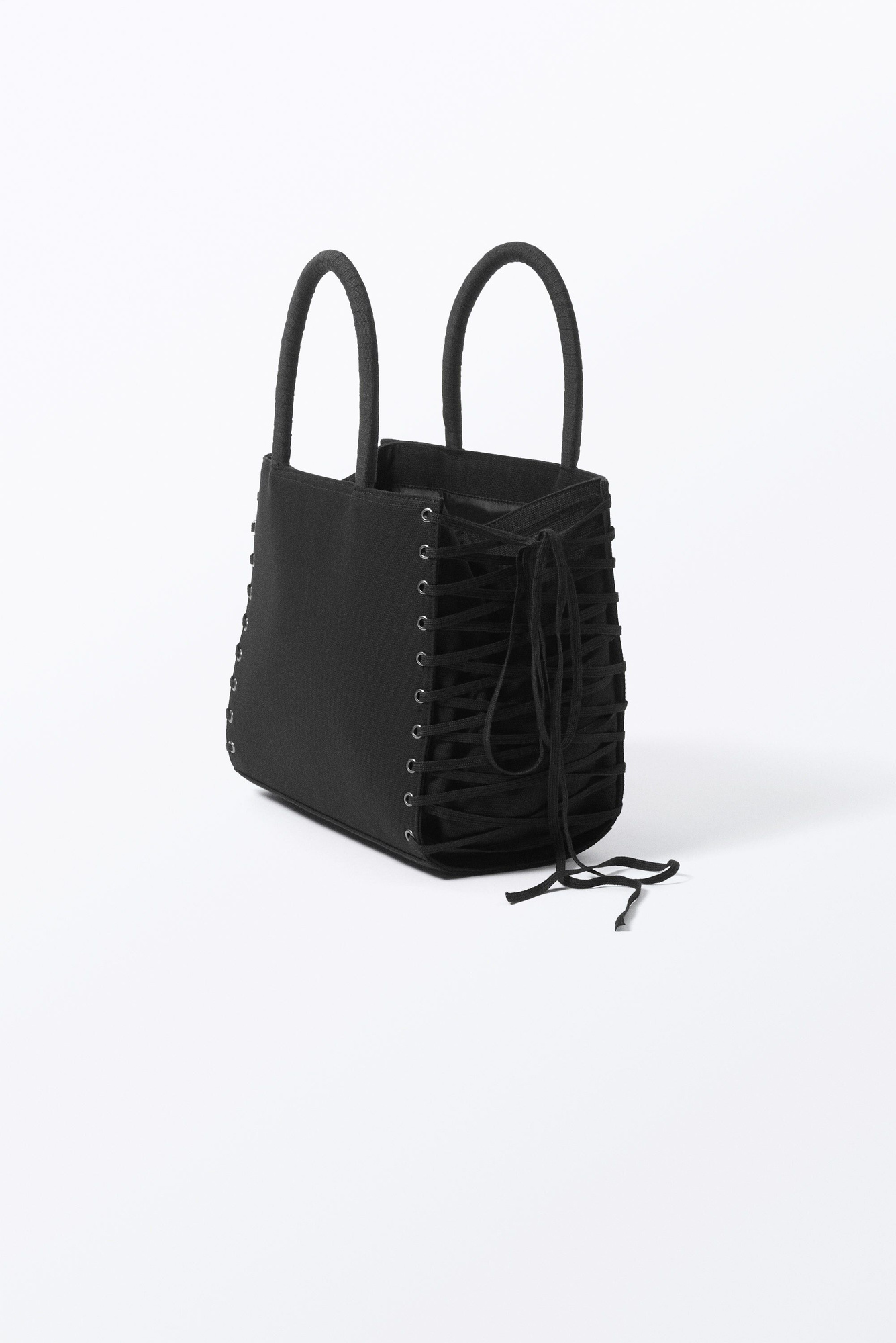 lacing cotton handbag - Black | Monki WW