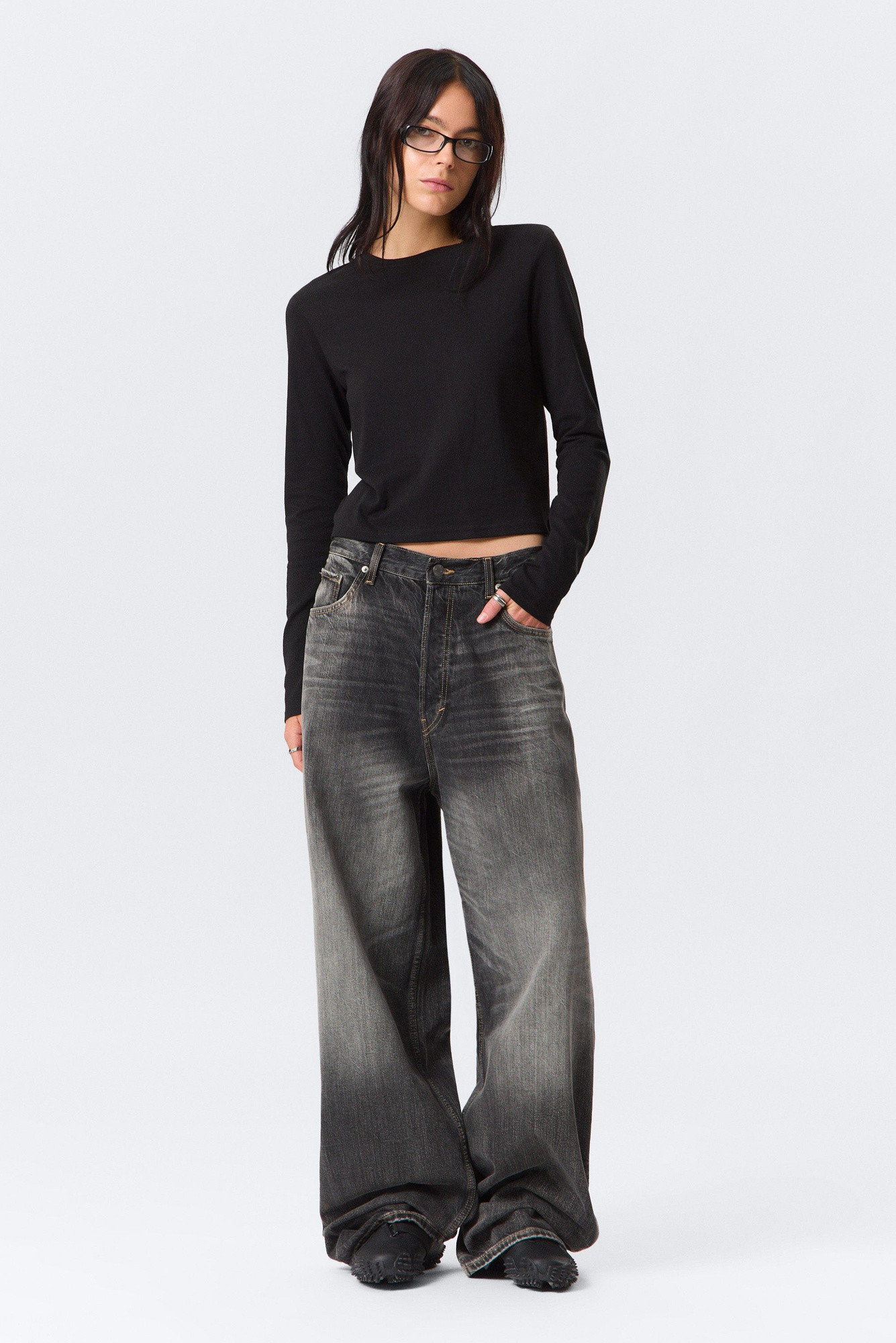 astro loose baggy leg jeans - Dusky Black - Black | Weekday WW