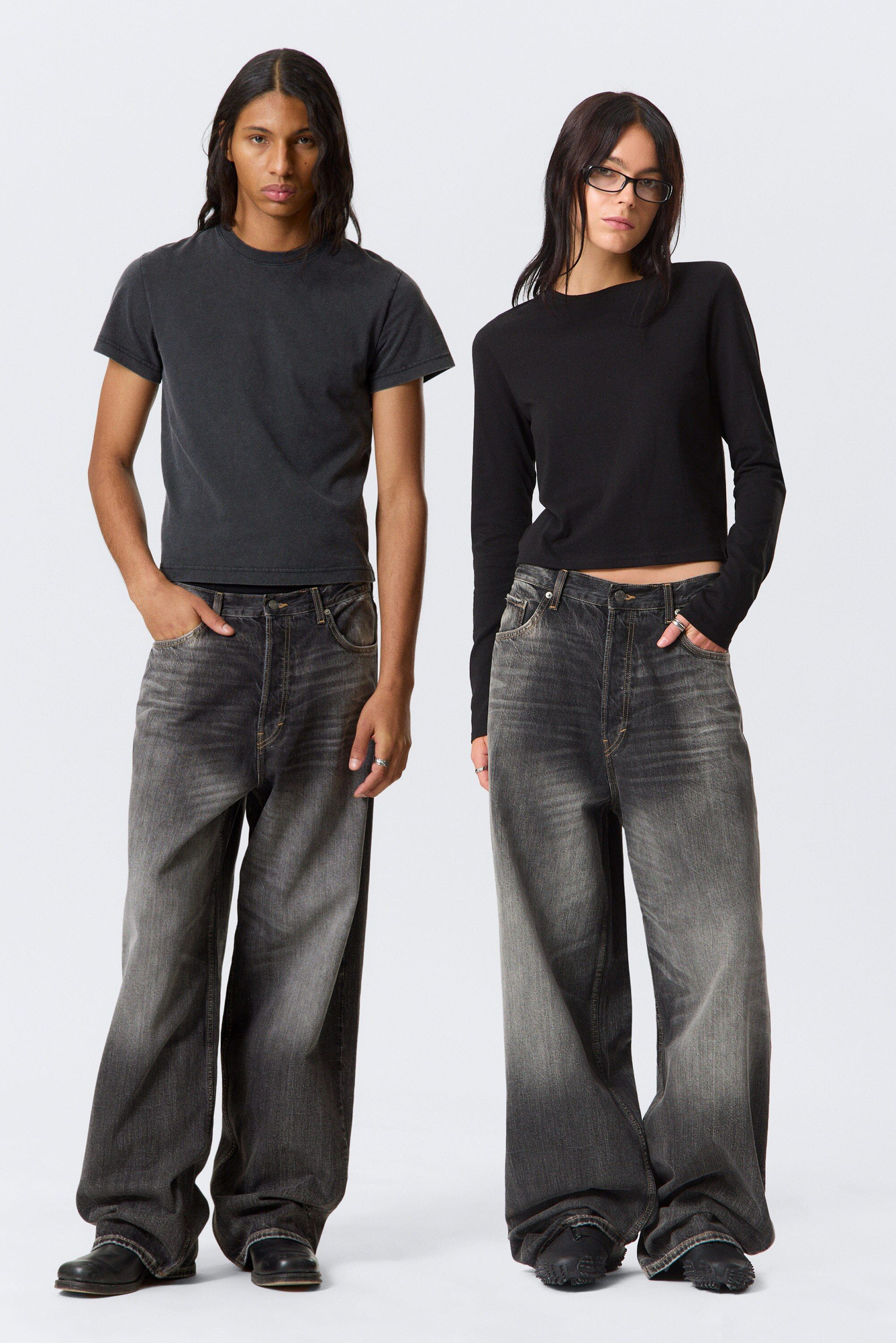 パンツ weekday astro loose buggy jeans 27/32 astro loose baggy shape jeans - Brick Blue - Light Blue