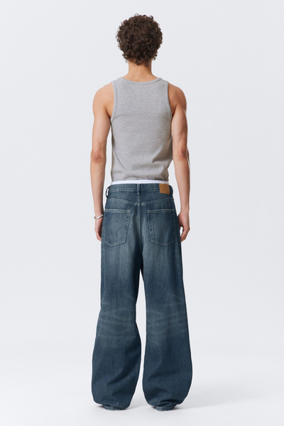 パンツ weekday Astro Loose Baggy Jeans 26/32 astro loose baggy leg jeans - Deep Ocean Blue - Dark Blue