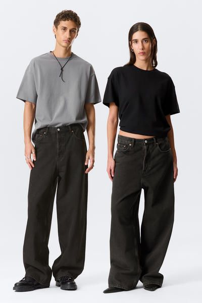 astro loose baggy leg jeans - Tuned Black - Black | Weekday WW