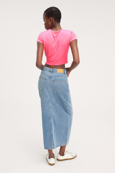 midi denim skirt - Mid blue | Monki WW