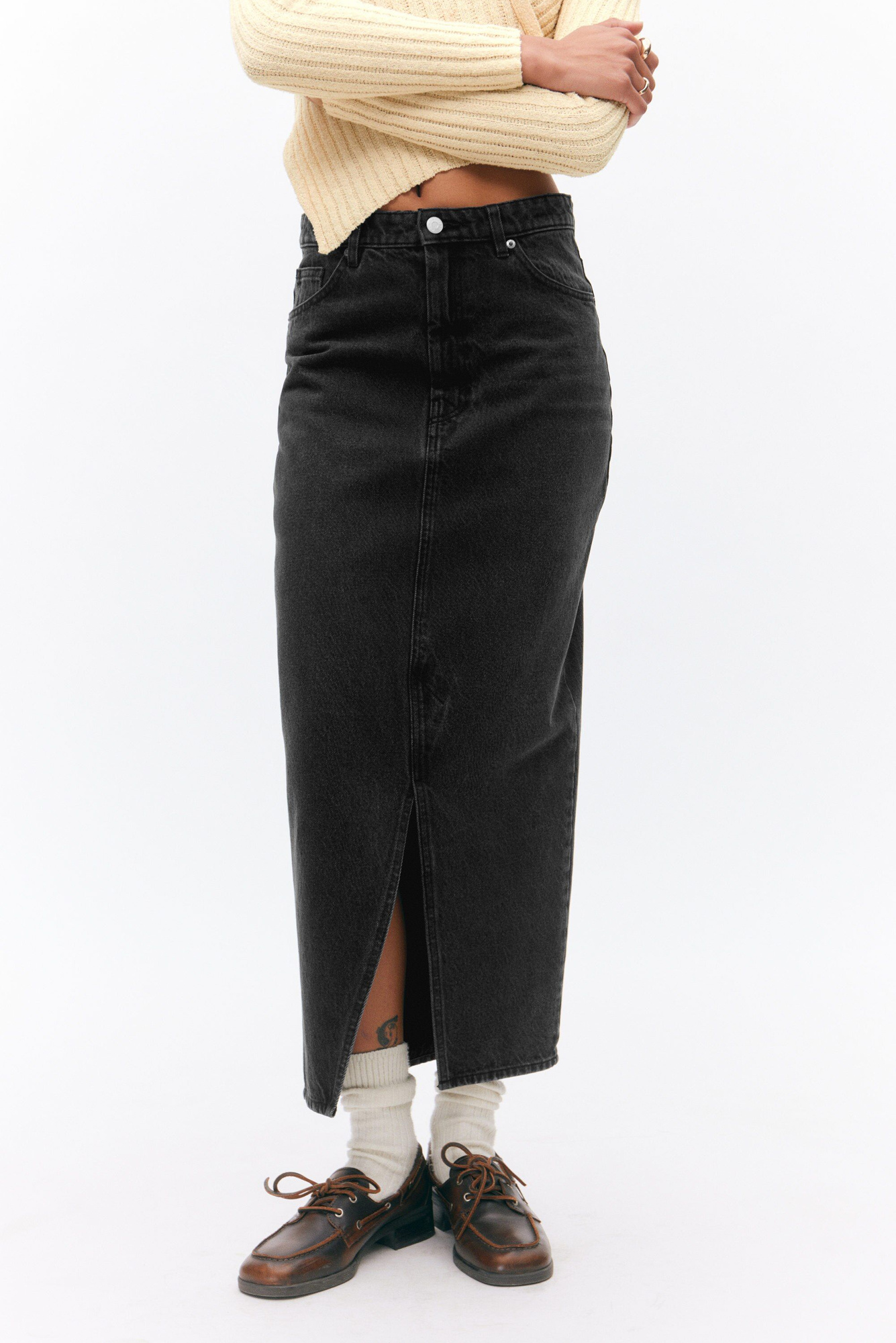 midi denim skirt - Black | Monki WW