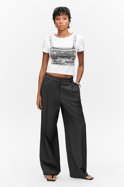 wide leg trousers - Dark grey | Monki WW