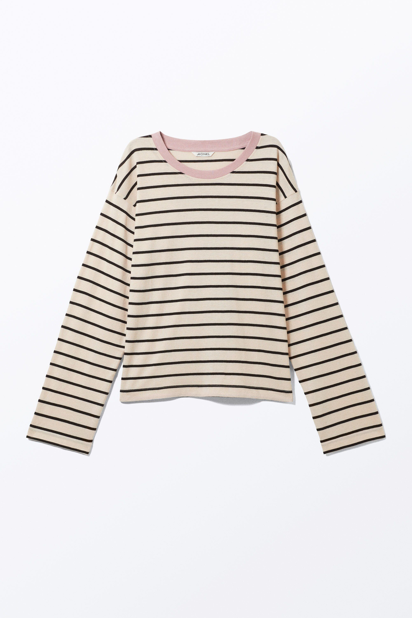 boxy sleeve t-shirt - Black & Dusty White - Stripe | Monki WW