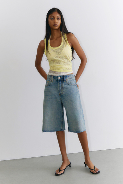 sheer lace sleeveless tank top - Light Yellow | Monki WW