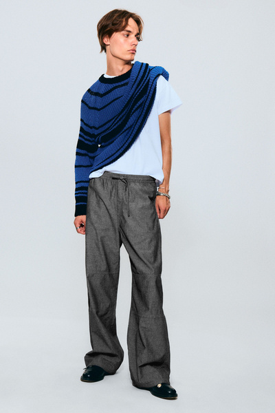 loose chambray denim trousers - Black Melange | Weekday WW