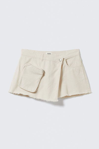 スカート BLUMARINE ASYMMETRIC SKORT IN TWILL asymmetric cotton twill wrap skort - White | Monki WW