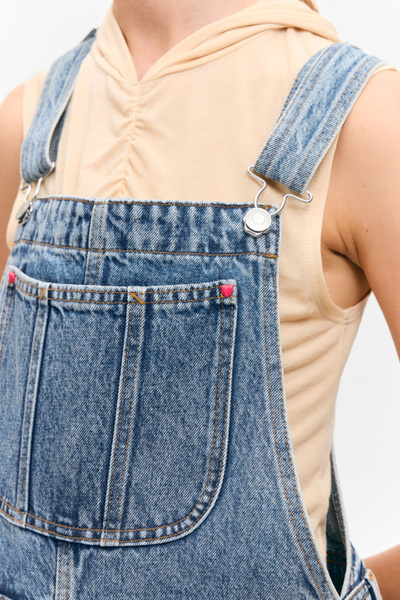 ボトムス TINY COTTONS denim dungaree tinycottons / BABY GRAPHIC DENIM DUNGAREE - lig