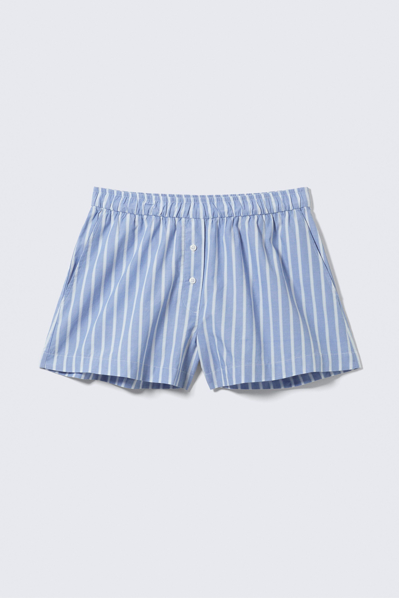 relaxed cotton boxer shorts - Striped Blue | Monki WW