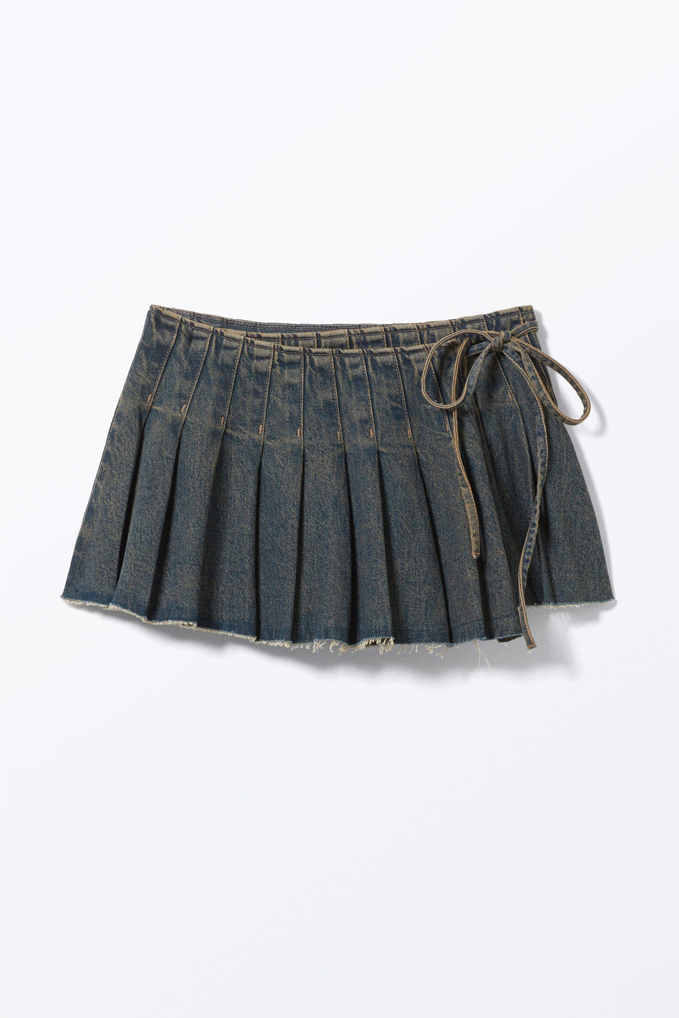 pleated mini denim wrap skirt - Desert Blue | Monki WW pleated mini denim wrap skirt - Desert Blue | Monki WW