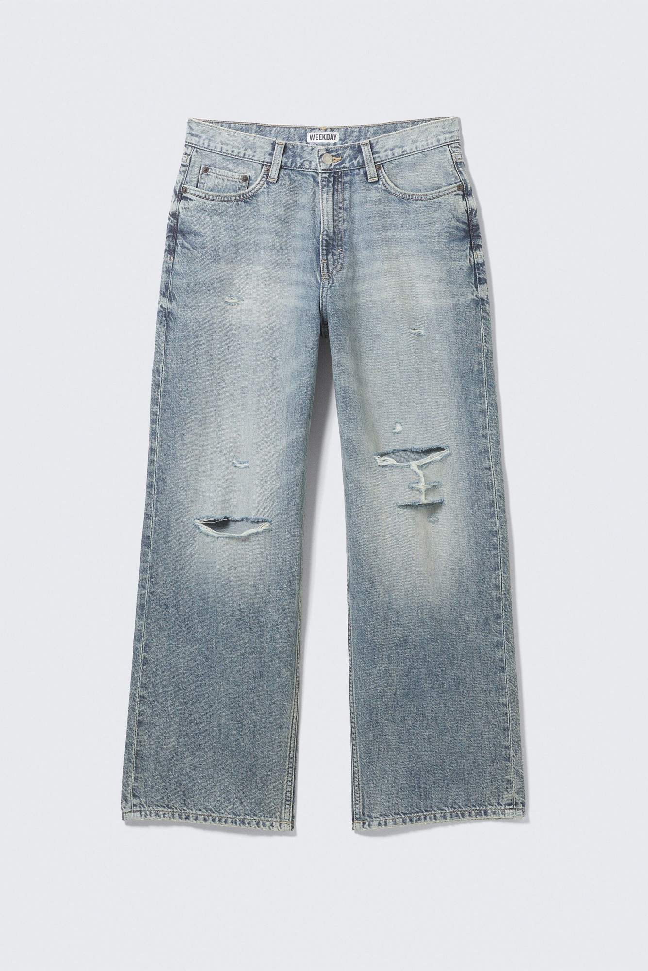 dynasty low rise loose wide leg jeans - Torn Blue - Medium