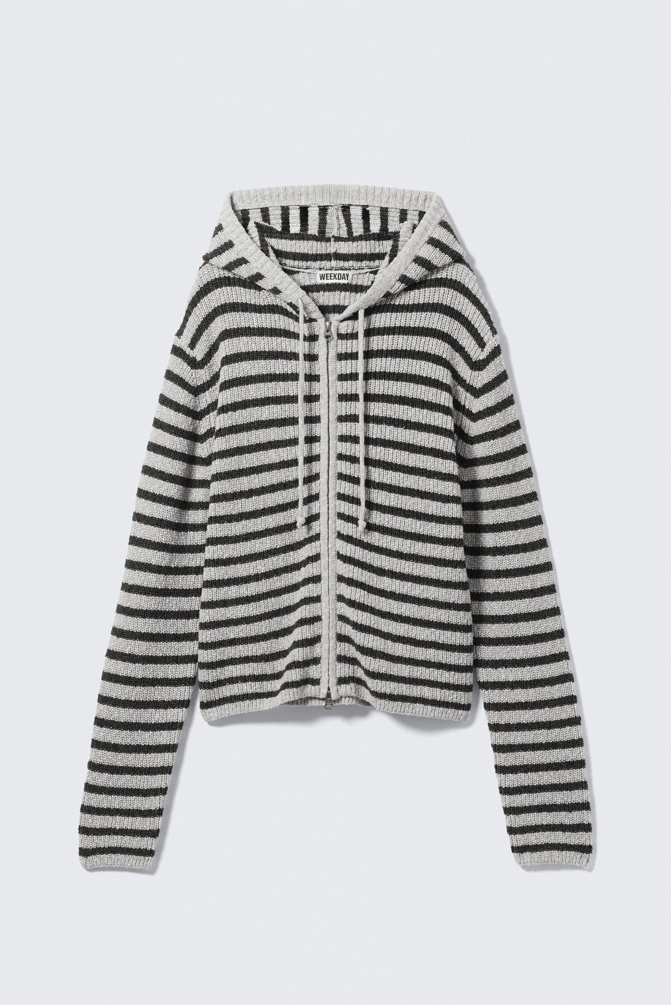 Rm9】YOKE COTTON MESH STRIPE ZIP-UP striped knitted slim fit zip
