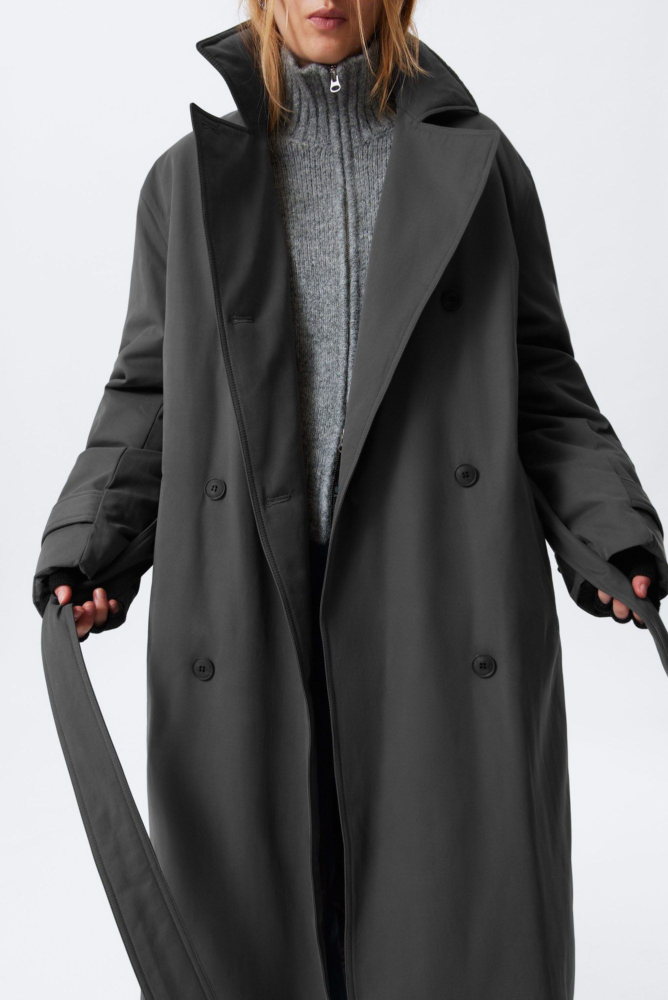 oversized padded trench coat - Dark Grey | Weekday WW