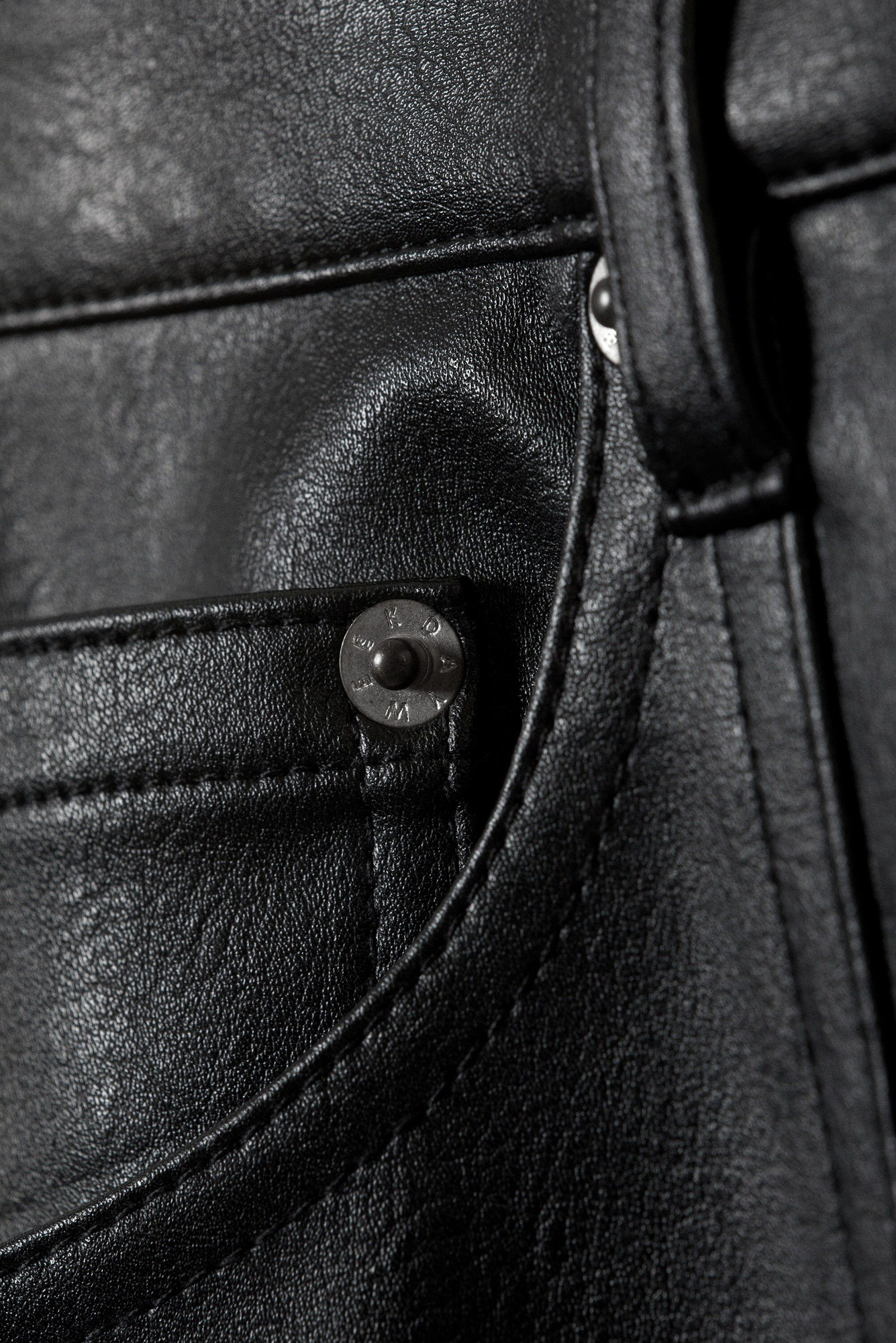 space relaxed faux leather zip hem trousers - Black | Weekday WW