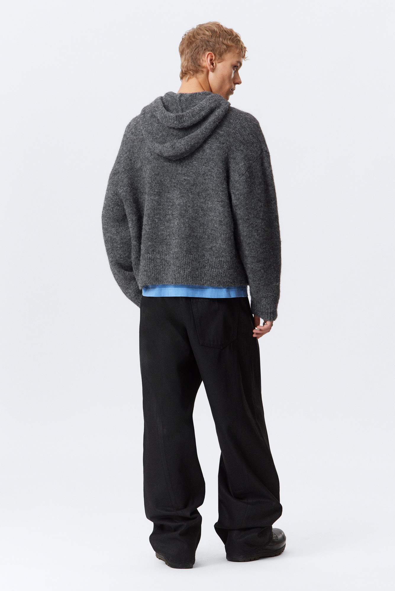 knitted boxy wool-blend zip hoodie - Dark Grey | Weekday WW