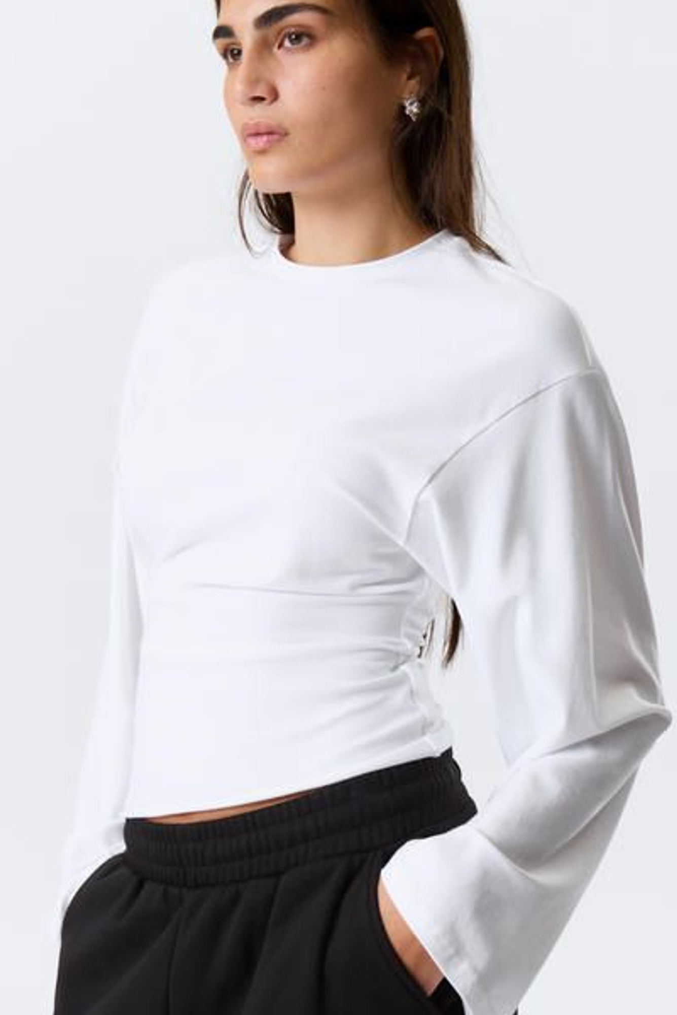 Determ Collagen Ruched Long Sleeve ホワイト ruched long-sleeved t-shirt - White | Weekday WW