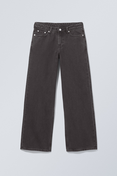 【oan】Daily Black Blue Wide Pants low waist wide suiting trousers - Black | Weekday WW