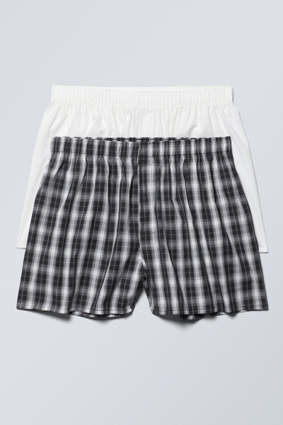 2-pack boxer shorts - White & Black Check | Weekday WW